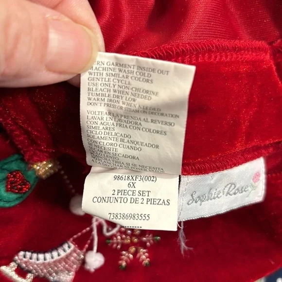 🎄 Sophie Rose Red Velvet Christmas Dress withh Holiday Embellishments size 6X - Picture 10 of 14